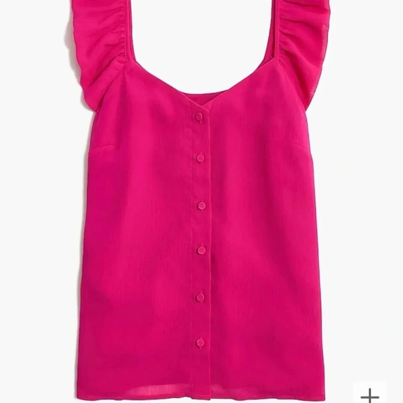 New J Crew Factory Button Tank Top Ruffle Sleeve - Picture 2 of 10